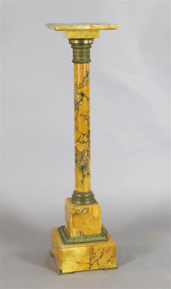 A Victorian bronze mounted sienna marble pedestal, W.10in. H.39.5in. (a.f.)